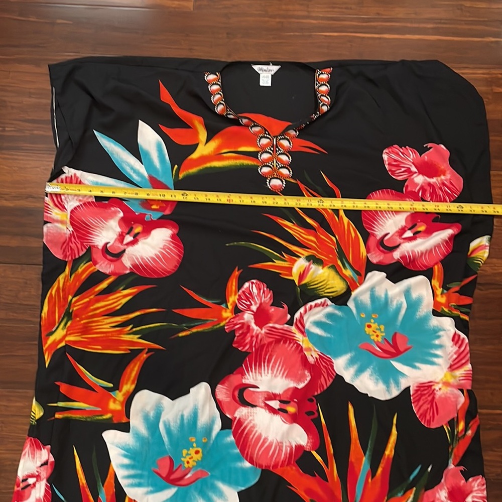 WINLAR KAFTANS -Women's Short Sleeve Printed Beach Maxi Caftan Dress - Picture 12 of 13
